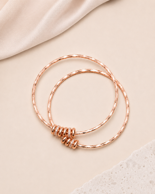 Rose Gold Plated Bracelet Set For Women (2 Pcs)