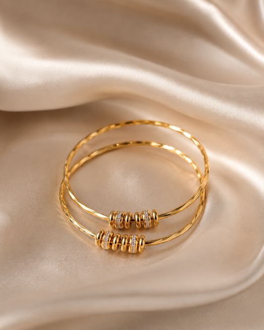 Gold Plated Bracelet Set For Women (2 Pcs)