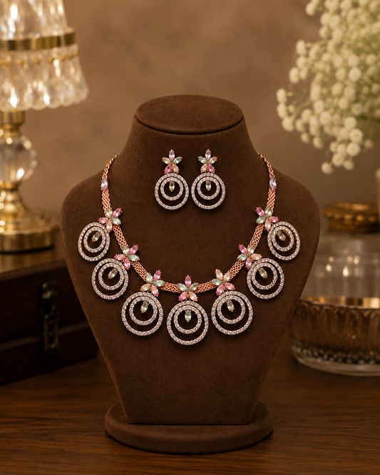 Blush Grace Rose Gold Plated Necklace & Earring Set