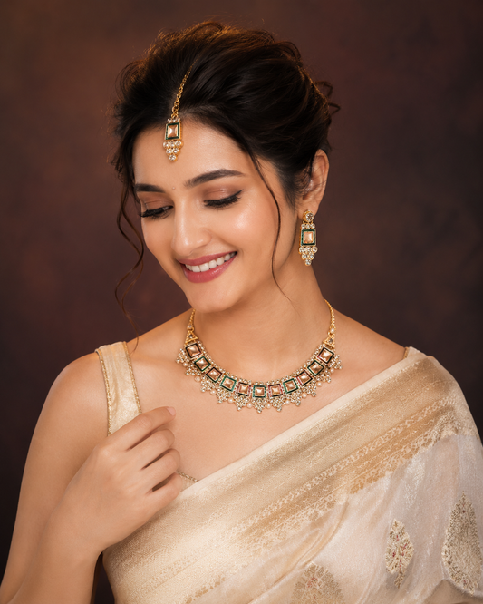 Anvesha Antique  18K Gold Plated Heritage Necklace Set