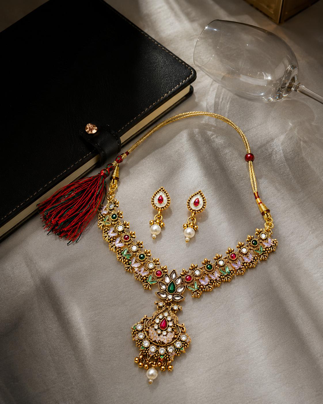 Devika Temple Grace  18K Gold Plated Heritage Necklace Set