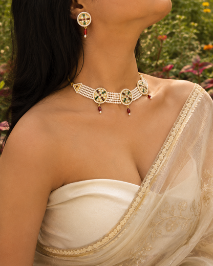 Zara Pearl Choker Necklace & Earring Set