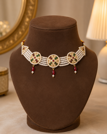 Zara Pearl Choker Necklace & Earring Set