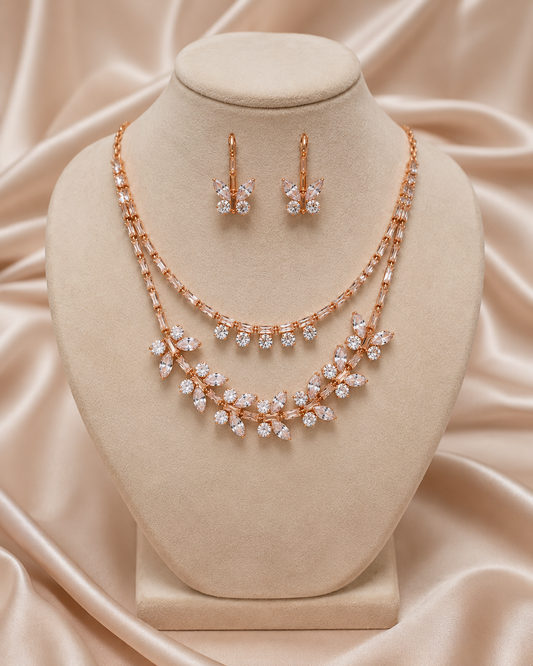 Rosé Aura Rose Gold Plated Necklace & Earring Set