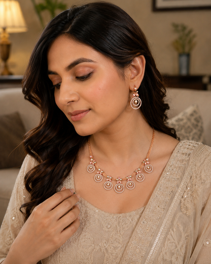 Blush Grace Rose Gold Plated Necklace & Earring Set