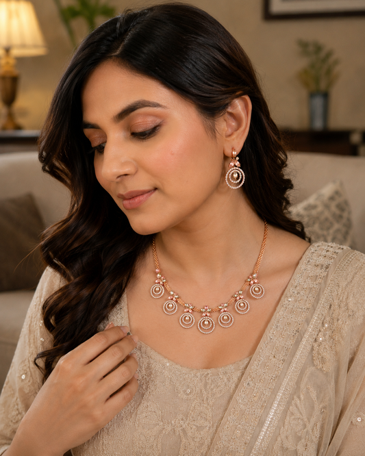 Blush Grace Rose Gold Plated Necklace & Earring Set