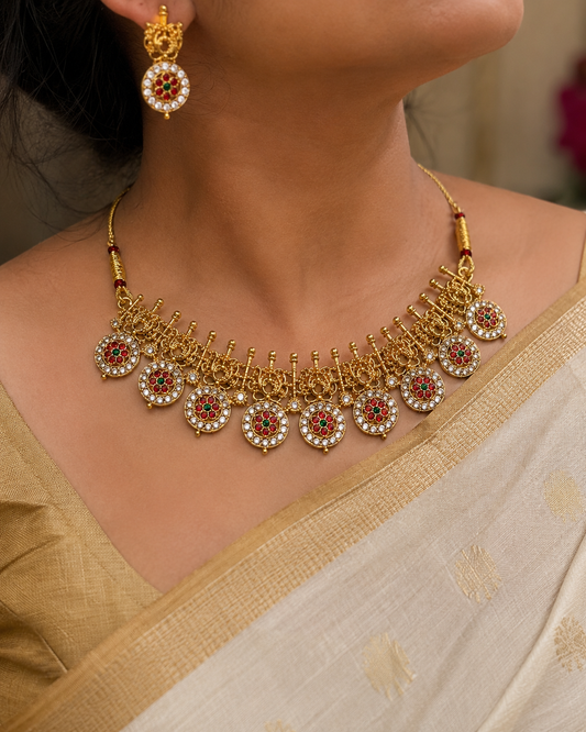 Ratna Rajkumari   18K Gold Plated Heritage Necklace Set