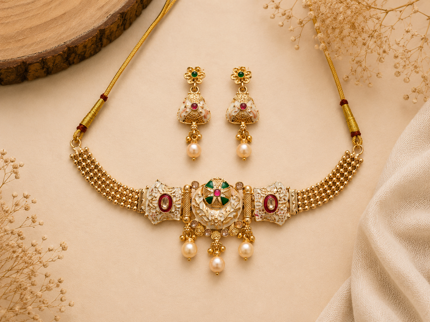 Kamakshi Heritage Choker Set  18K Gold Plated