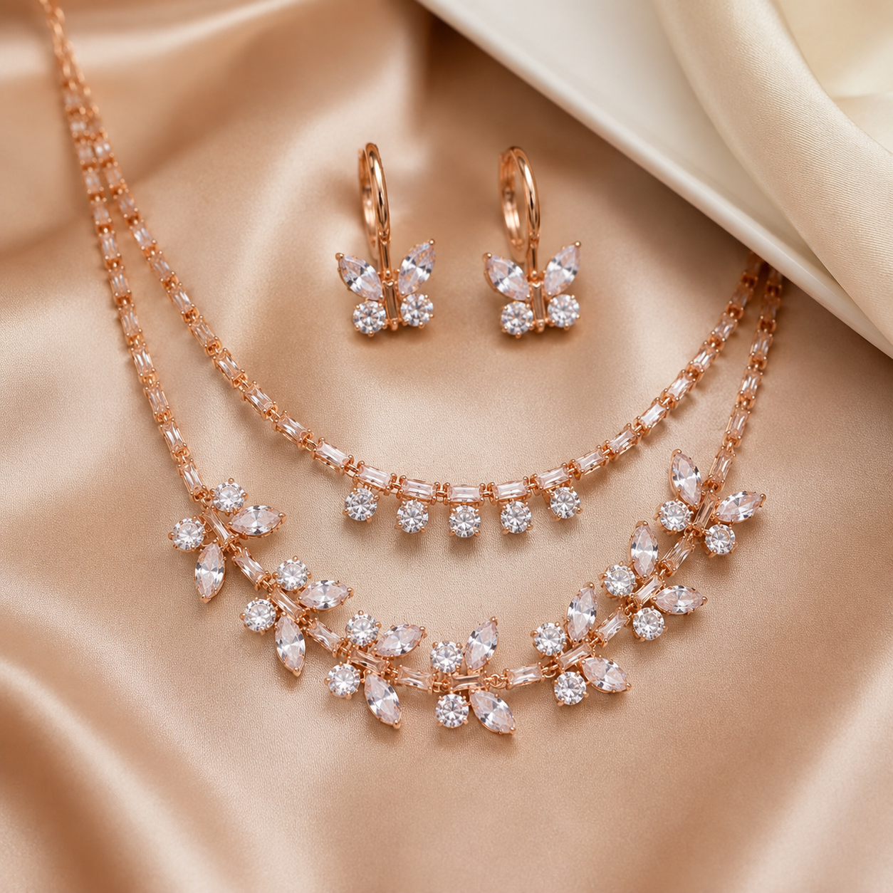 Rosé Aura Rose Gold Plated Necklace & Earring Set
