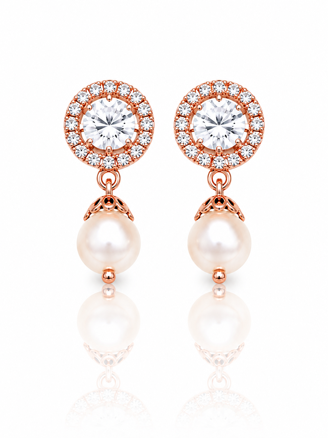 Meher Rose Gold Platted Pearl Necklace & Earring Set