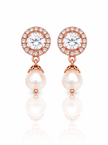 Meher Rose Gold Platted Pearl Necklace & Earring Set