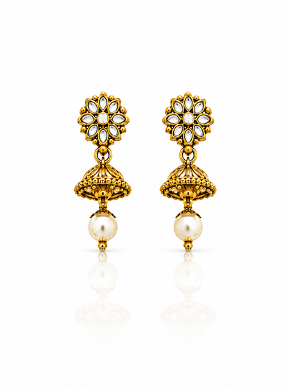 Rangika Pearl Multicolour Stone Long Mala & Earring Set