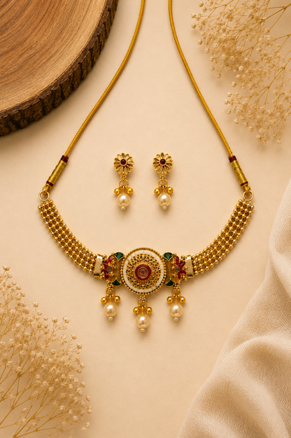 Swarna Padma Choker Set  18K Gold Plated