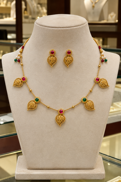 Samaira 18K Gold-Plated Necklace Set with Matching Earrings for Women | Kosubh