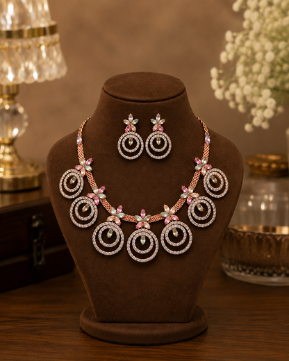 Blush Grace Rose Gold Plated Necklace & Earring Set