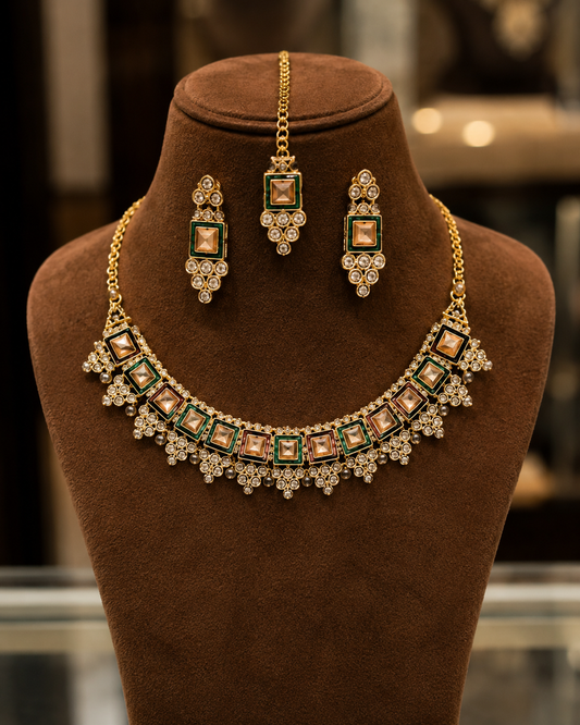 Anvesha Antique  18K Gold Plated Heritage Necklace Set